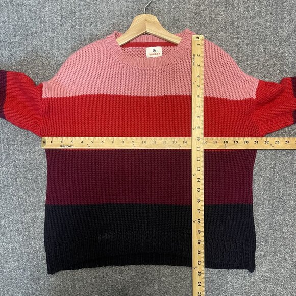 Sundry Scarlett Multi Stripe Red Color Block Wool Blend Sweater 1 - Picture 6 of 6